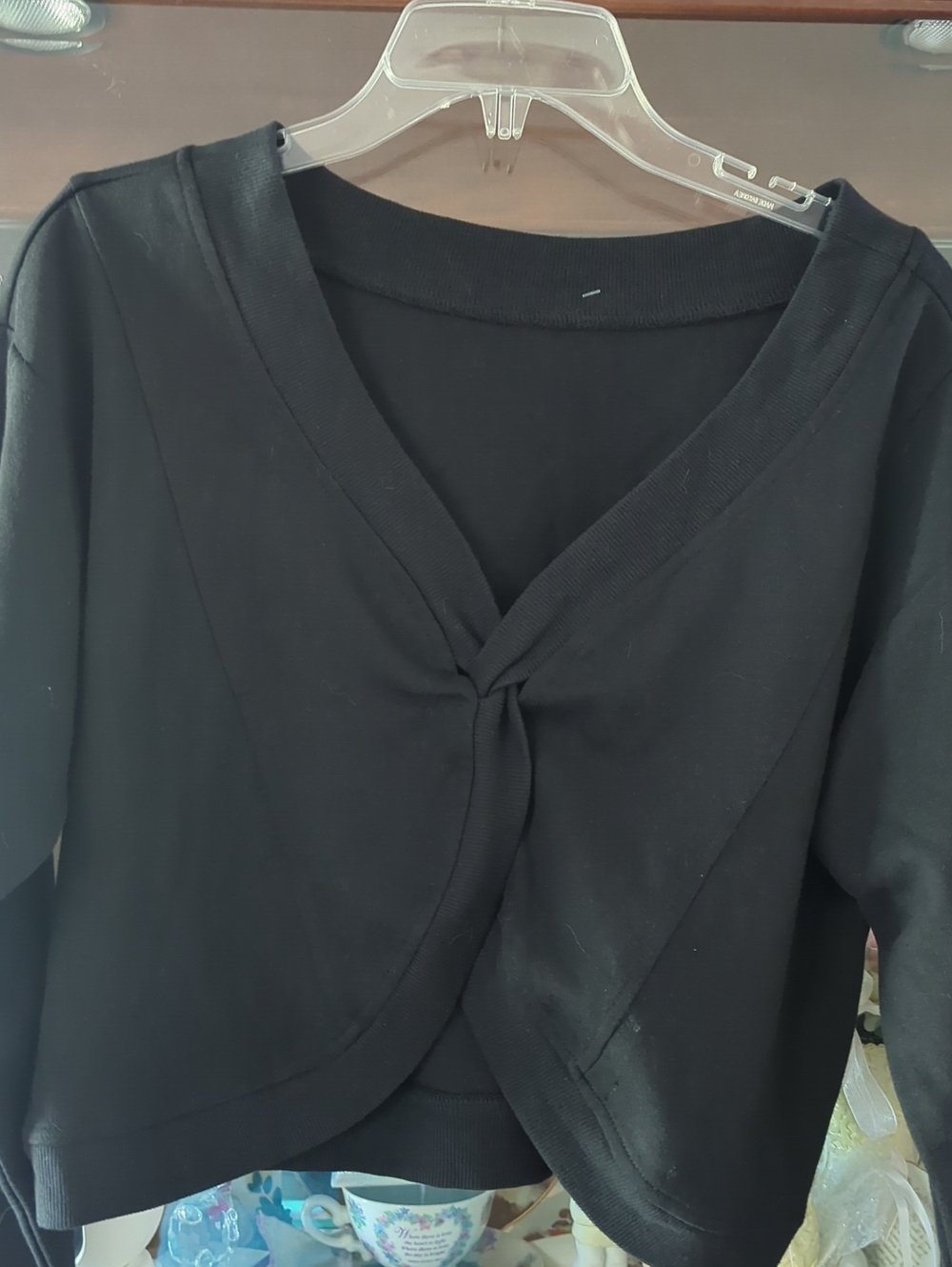 Forever 21 Black Twist-Front V-Neck Sweatshirt